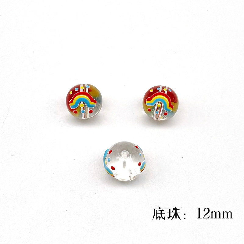 Hand Painted Christmas Enamel Glass Beads 12mm 14mm 1pc 23