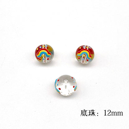 Hand Painted Christmas Enamel Glass Beads 12mm 14mm 1pc 23
