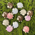 Silicone Focal Beads Hedgehog Side Profile Wearing Bow 20pcs 3