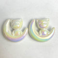 UV Plating Moon Cat Acrylic Beads 26mm Iridescent Pastel 50pcs 6
