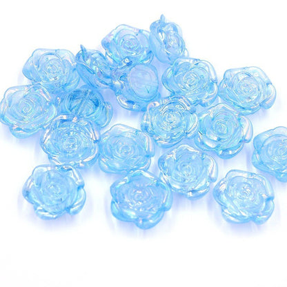 Transparent Camellia Acrylic Beads 12mm 19mm Iridescent AB 50pcs 13