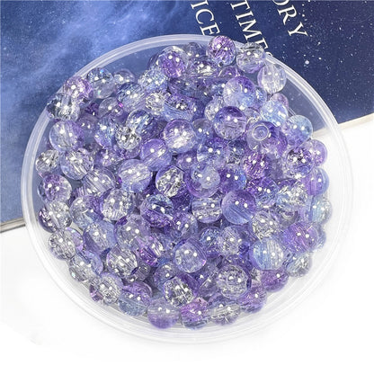 Crackle Flower Glass Beads 8mm Soft Purple Blue Gradient 3 Strands 24