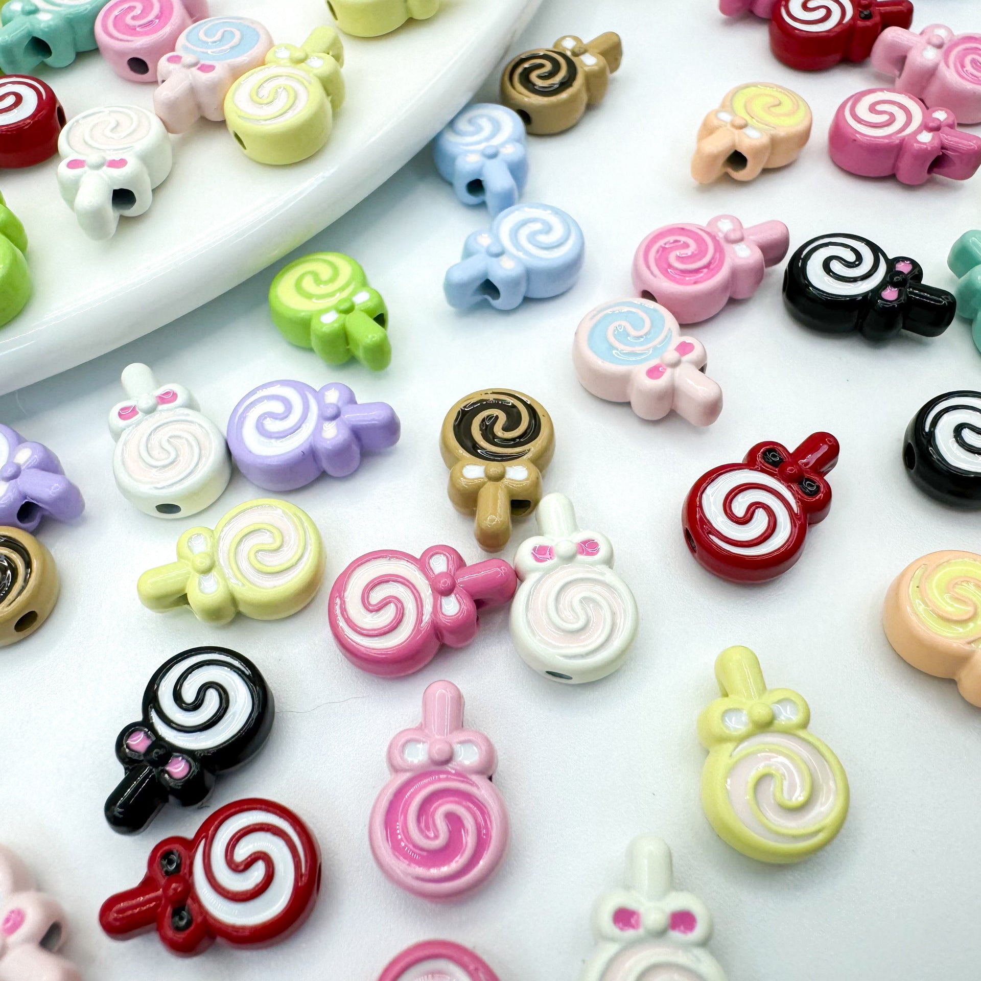 Lollipop Metal Beads 12mm Painted Alloy 10pcs 2