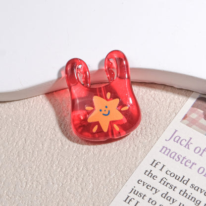 Transparent Handbag Acrylic Beads 25mm Cartoon Pattern Printed 10pcs 5