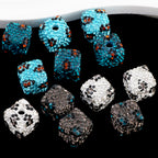 Polymer Clay Square Rhinestone Beads 14mm Blue Grey Leopard 3pcs