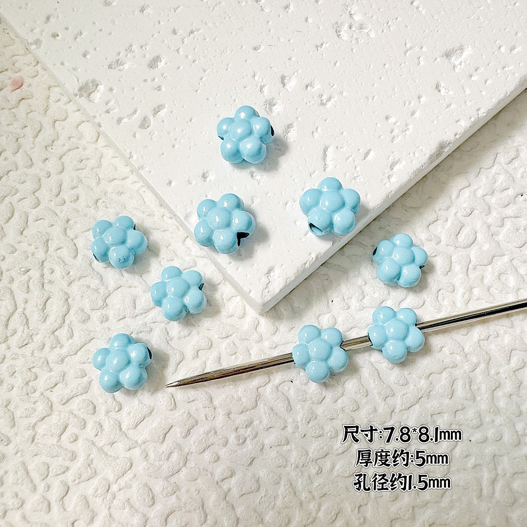 Heart Circle Floral Metal Beads Painted Solid Color Bulk 20pcs 33