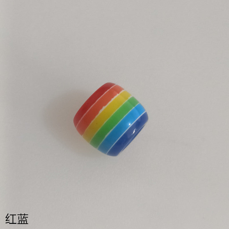 Striped Resin Beads 12mm Large Hole Multicolor Chunky 100pcs 10