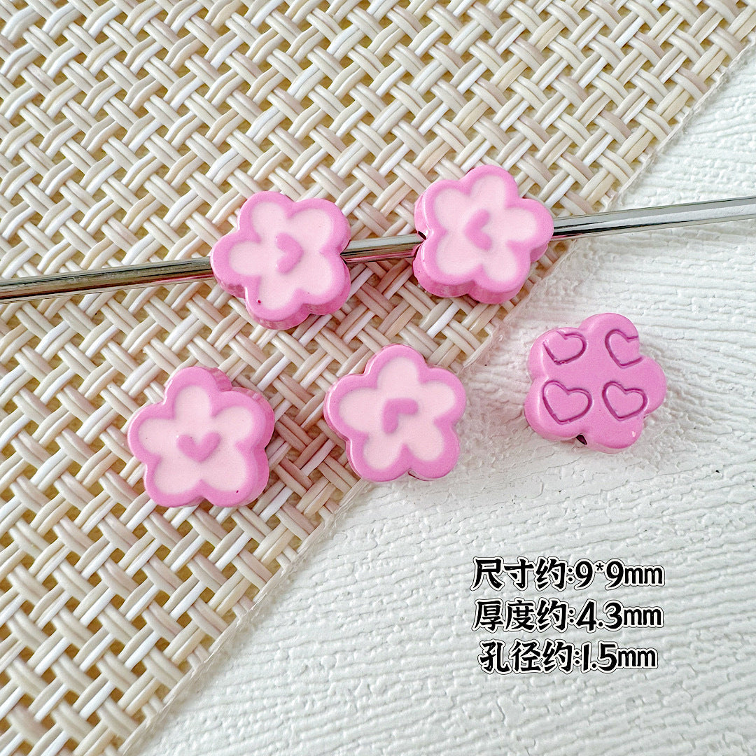 Spoon and Flower Metal Beads 15mm and 9mm Baking Painted 20pcs 22