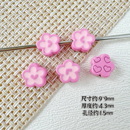 Spoon and Flower Metal Beads 15mm and 9mm Baking Painted 20pcs 22