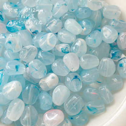 Imitation Jade Glacier Blue Acrylic Beads Smooth Nature Shapes 10g 10