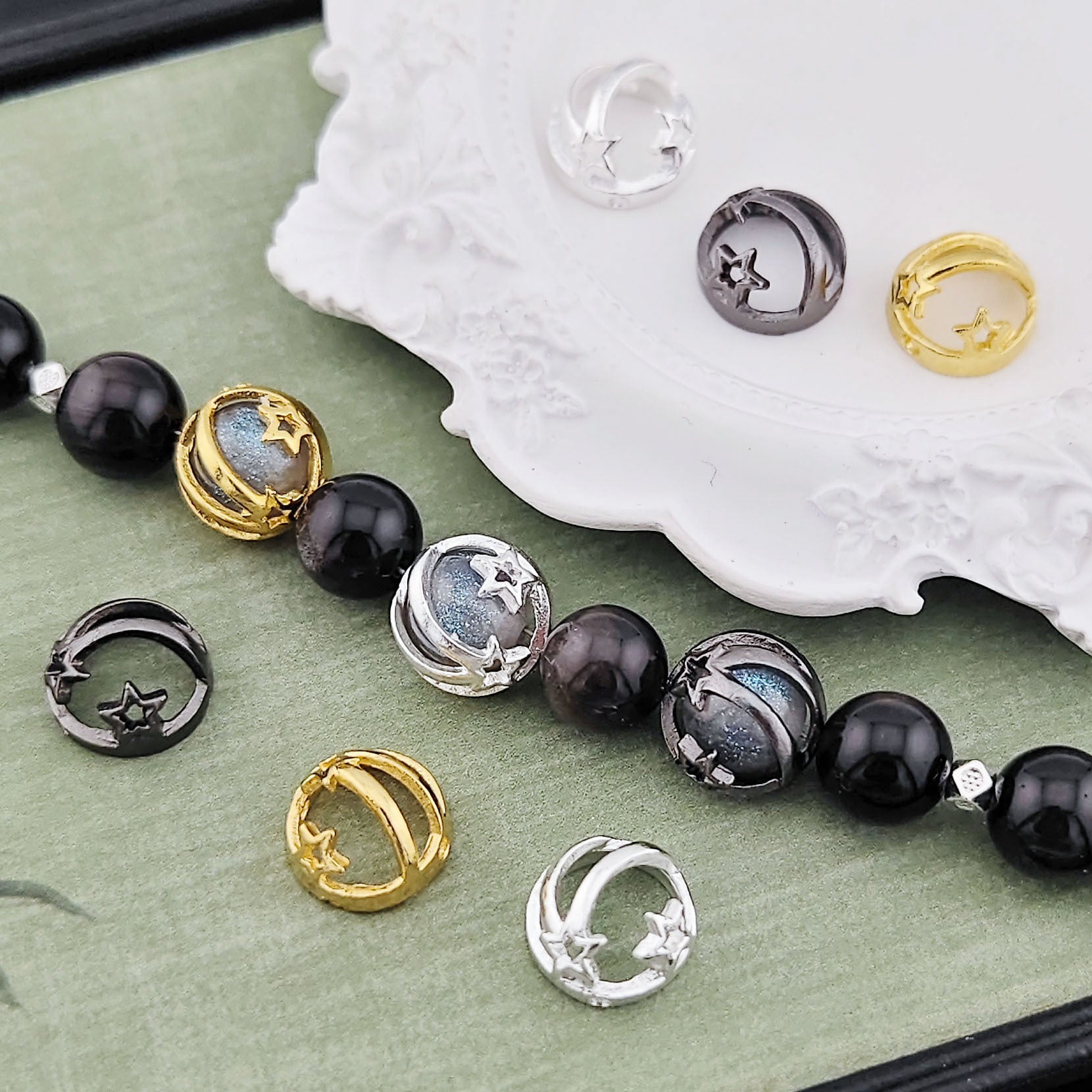 Shooting Star Metal Bead Frames 12mm Hollow Zinc Alloy 20pcs