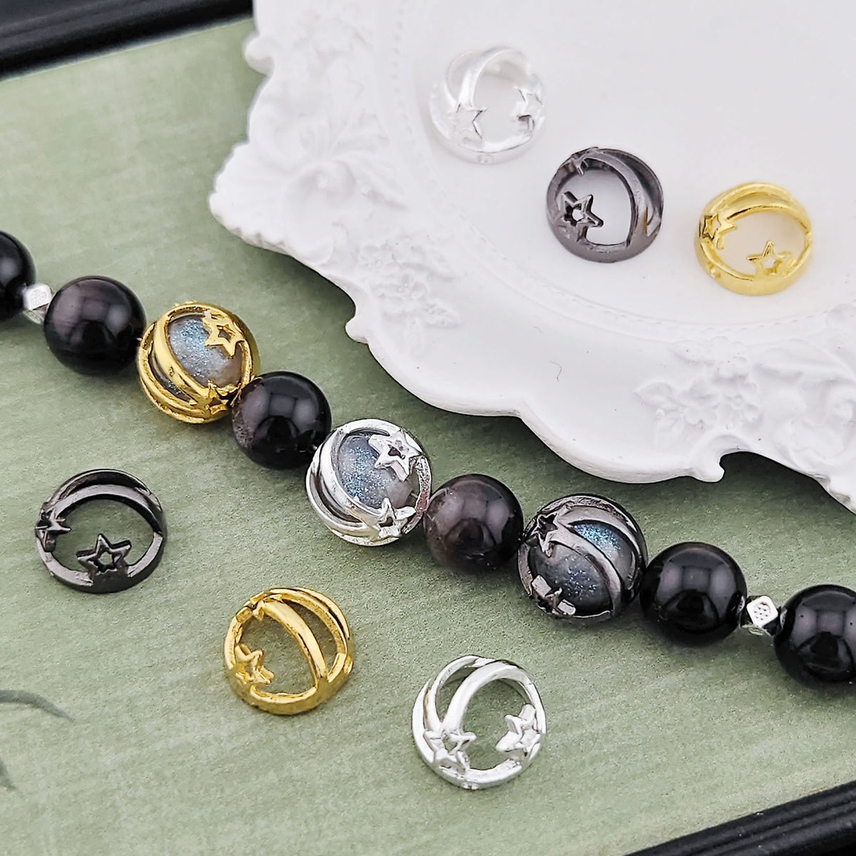 Shooting Star Metal Bead Frames 12mm Hollow Zinc Alloy 20pcs