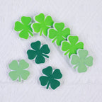 Silicone Focal Beads Four Leaf Clover Matte Green Hues 20pcs 4