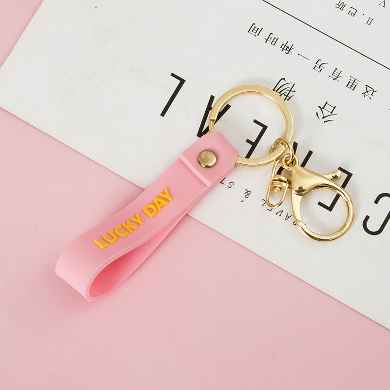 PVC Letter Wristlet Keychain Soft Rubber LUCKY DAY Print 6