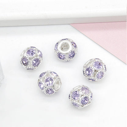 Metal Rhinestone Hollow Spacer Beads 8mm 50pcs 7