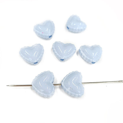 Glossy Painted Lace Heart Acrylic Beads 18mm Colorful Pastel 50pcs 9