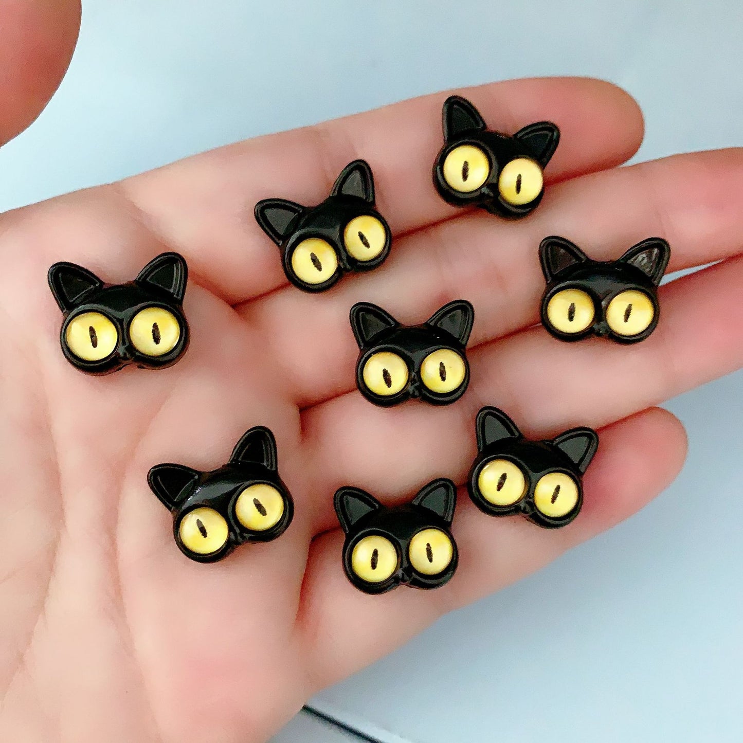 Cat Eye Monster Metal Beads 16mm Baking Painted 10pcs 12