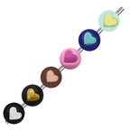 15mm Heart Silicone Beads Multi Color Layered Two Tone Matte 50pcs