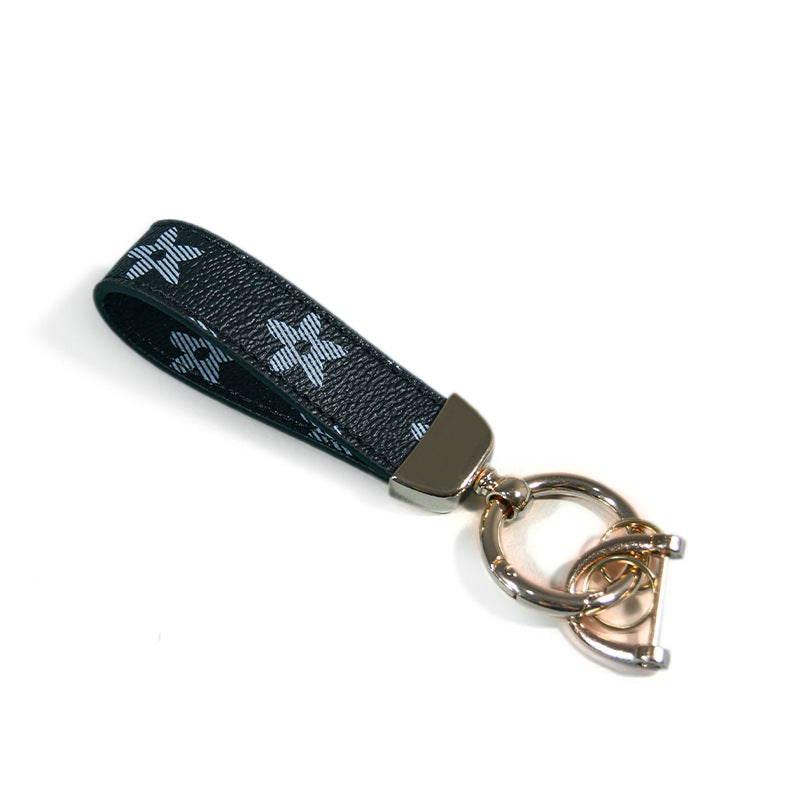 Leather Print Wristlet Keychain with Checkered and Monochrome Patterns 5