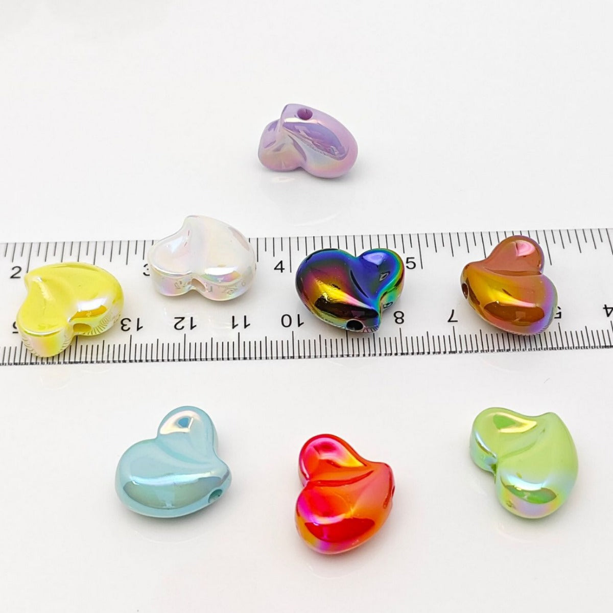 Plating Irregular Heart Acrylic Beads 17x20mm Colorful Mixed 100pcs 3
