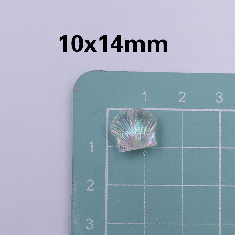 Transparent Shell Resin Beads 14mm Iridescent Multicolor 50pcs 6