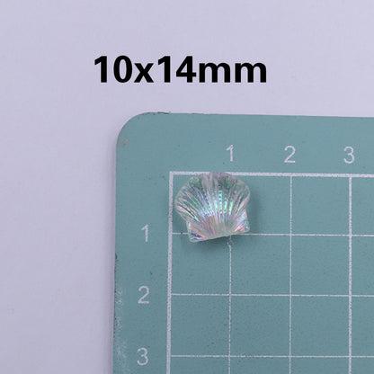 Transparent Shell Resin Beads 14mm Iridescent Multicolor 50pcs 6