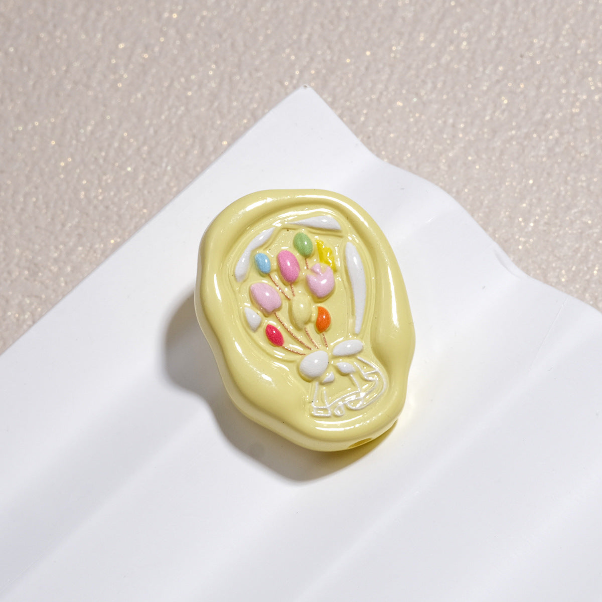 Hand Painted Oval Bouquet Acrylic Beads 28mm Colorful Floral 10pcs 9