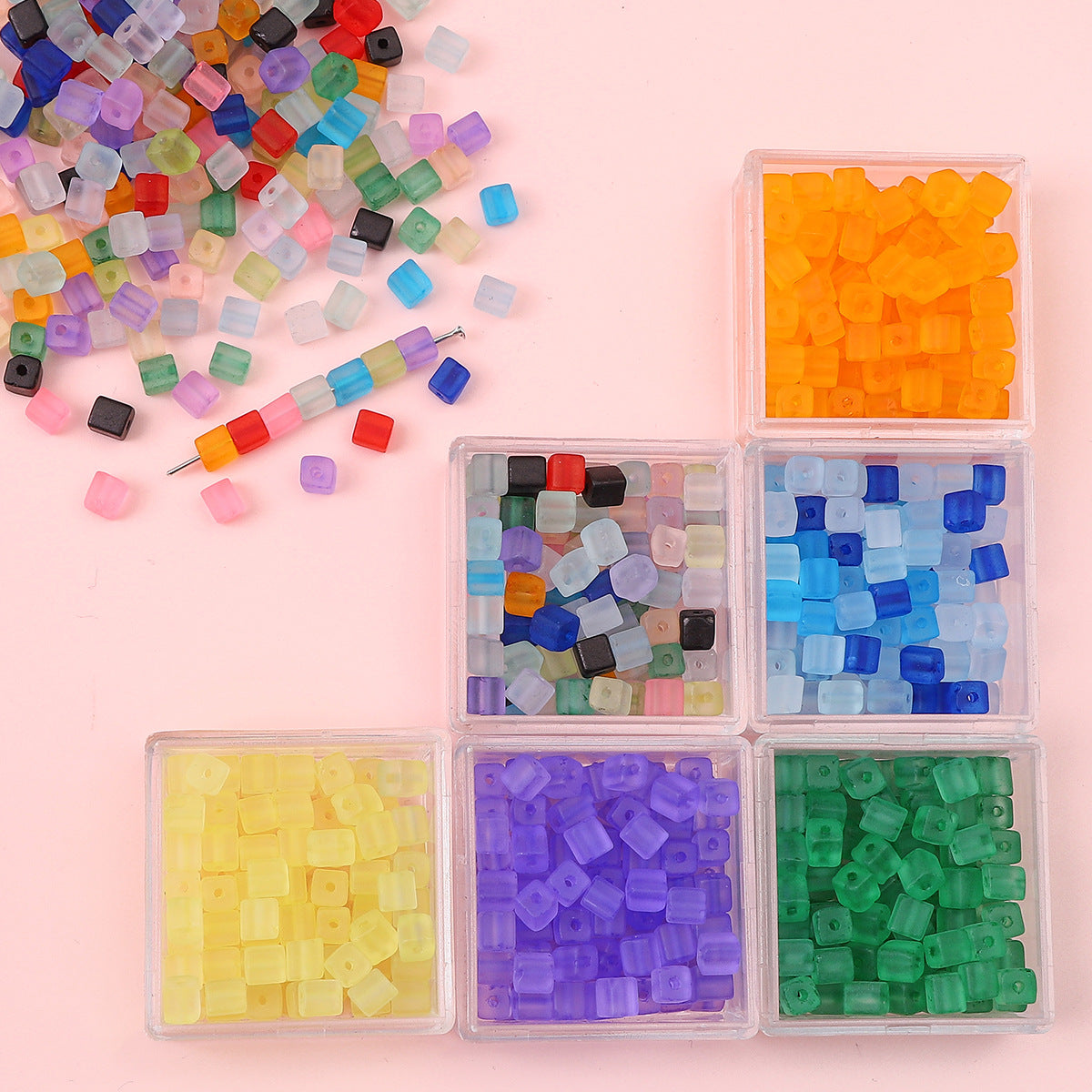 Frosted Sugar Seed Glass Beads 5mm Pastel Mixed Colors 100pcs