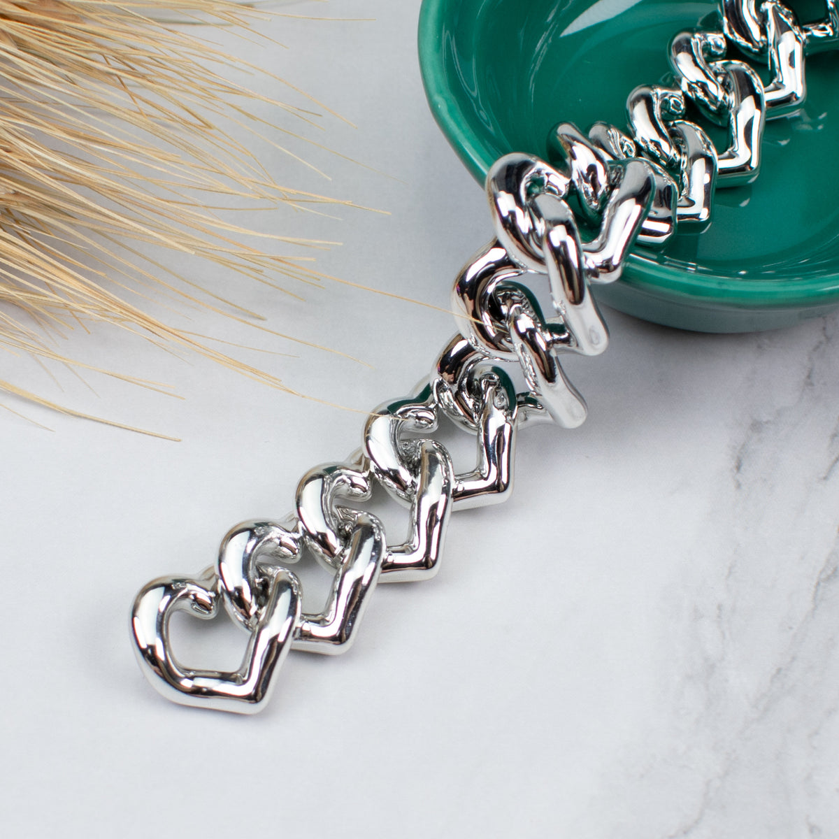 Metallic Heart ABS Plastic Open Chain Links Keychain Hardware 100pcs 7