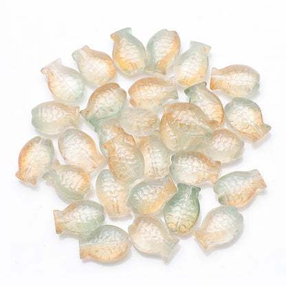 Electroplated Small Fish Glass Beads 10x14mm Translucent 30pcs 21