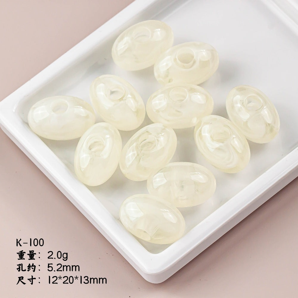 Marble Texture Oval Resin Beads 20mm Glossy Mixed Colors 20pcs 12