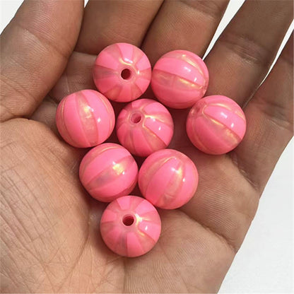 Shimmer Striped Acrylic Beads 16mm Colorful Glossy 100pcs 18