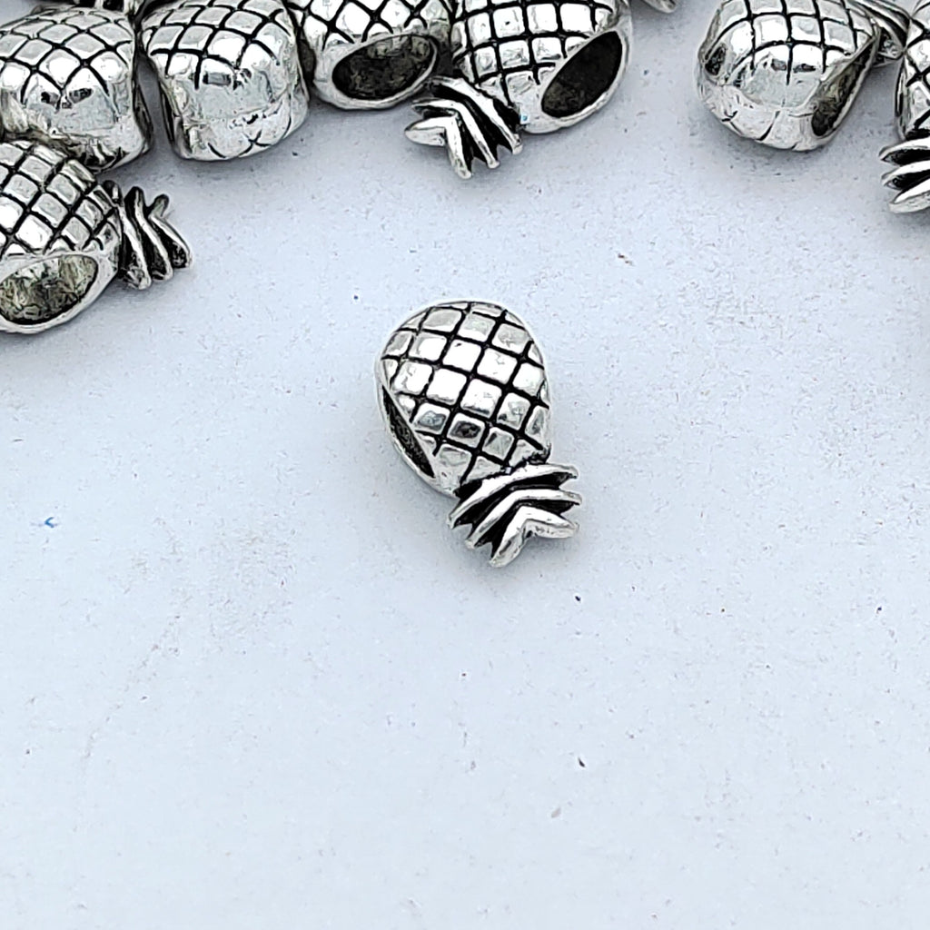 Pineapple Metal Beads 11mm Silver Tone Large Hole 100pcs 4