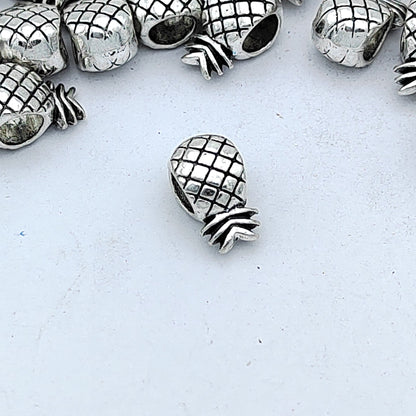 Pineapple Metal Beads 11mm Silver Tone Large Hole 100pcs 4