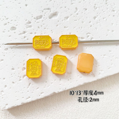 Baking Painted Potato Chips Card Metal Beads 2mm Hole 20pcs 12