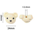 Biscuit Bear Resin Beads 24mm Textured Knitted Cream 25pcs 3