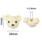 Biscuit Bear Resin Beads 24mm Textured Knitted Cream 25pcs 3