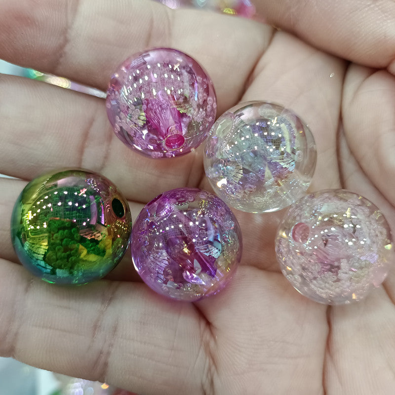 Plated Bubblegum Beads 20mm Tiny Bubble Acrylic Translucent 50pcs