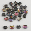 Plating Flat Cat Head Glass Beads 8mm x 10mm Iridescent Colors 30pcs 6