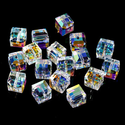 Electroplated Faceted Glass Beads 4-10mm Aurora AB Double-Sided Colors 13