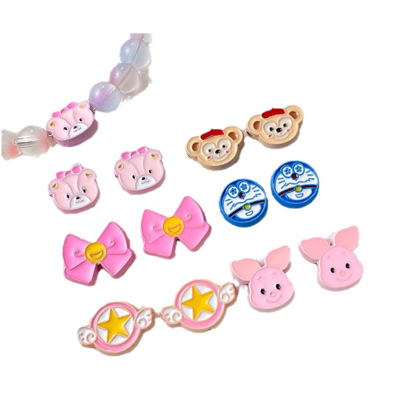 Cartoon Character Metal Beads Colorful Enamel Alloy 10pcs 5