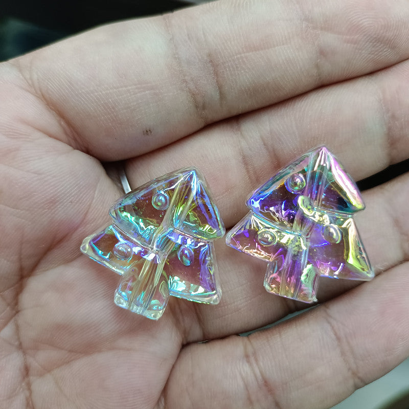 Transparent Christmas Tree Acrylic Beads 25mm UV Plating 100pcs 2