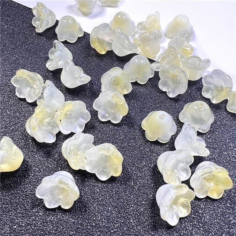 Czech Glass Beads Flower 12mm Iridescent Crystal Clear 50pcs 13