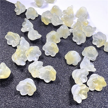 Czech Glass Beads Flower 12mm Iridescent Crystal Clear 50pcs 13