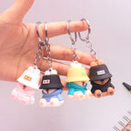 Silicone Dog Keychain with Colorful Fisherman Hat Charm