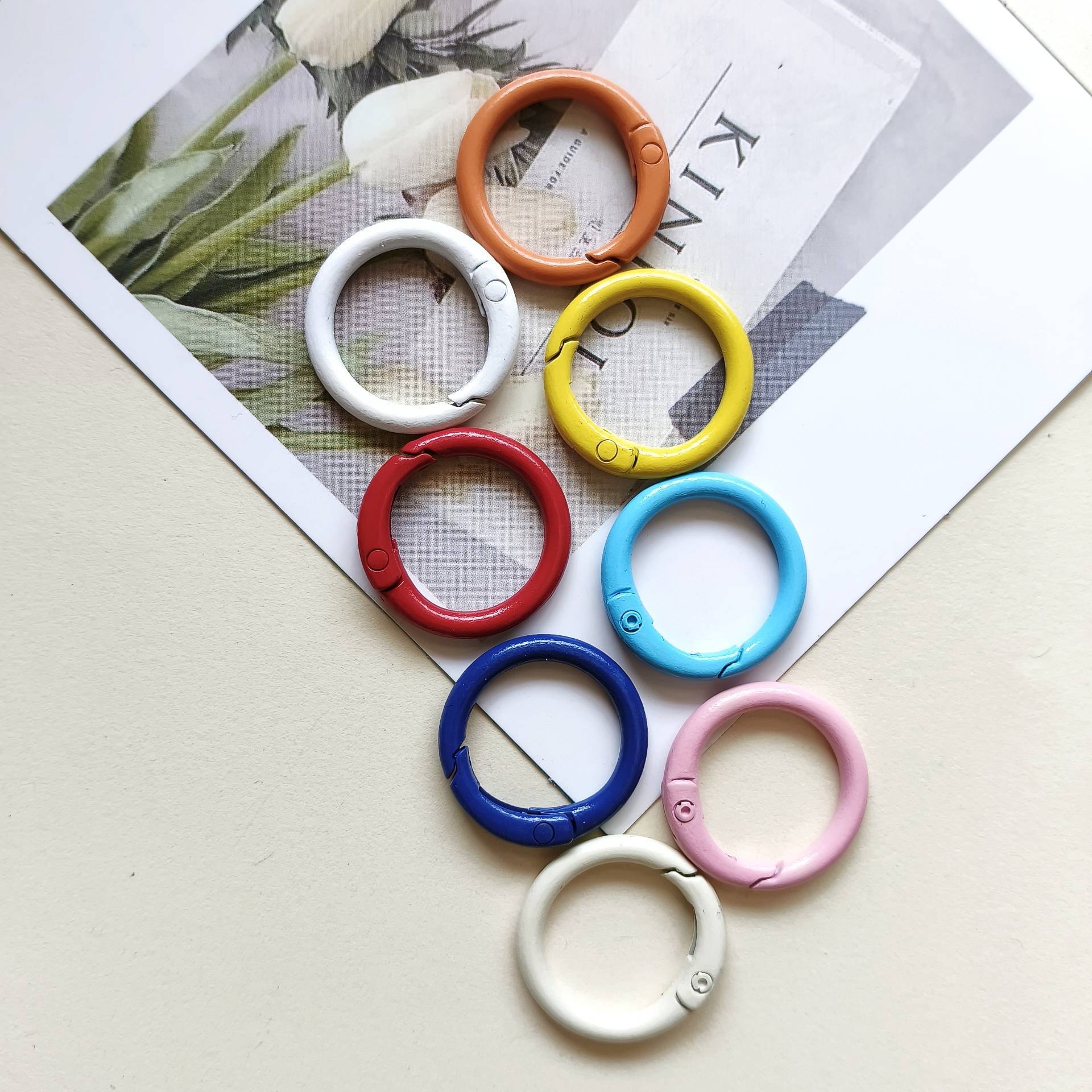 Alloy Trigger Spring Key Rings 25mm Colorful Baking Painted 50pcs 2