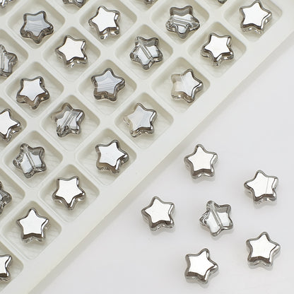 Plated Star Shaped Glass Beads 8mm Rainbow Electroplated 100pcs 20