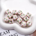 Vintage Spring Floral Plaid Square Acrylic Beads 13mm 50pcs 5