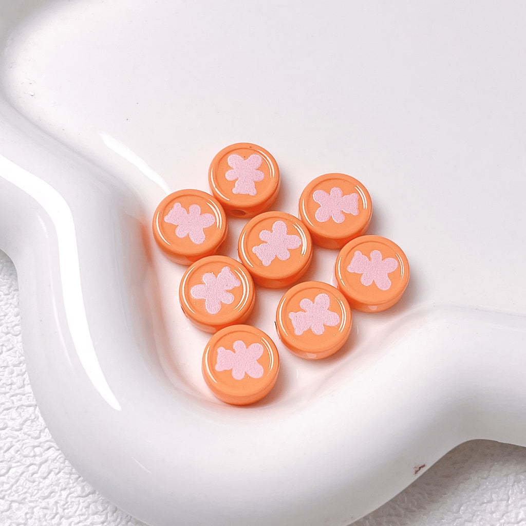 Bear Disc Acrylic Beads 12mm Colorful Mixed 10pcs 3