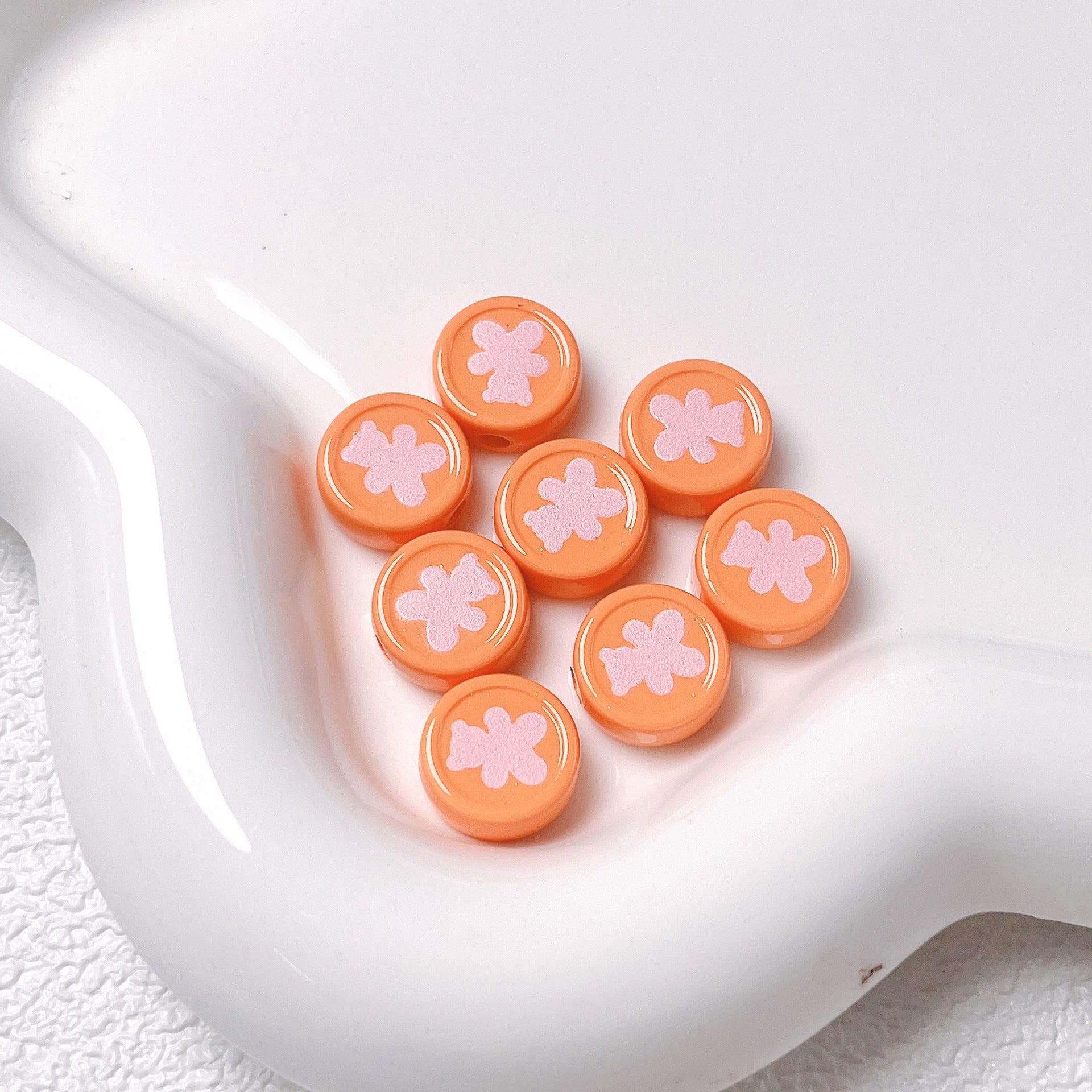 Bear Disc Acrylic Beads 12mm Colorful Mixed 10pcs 3